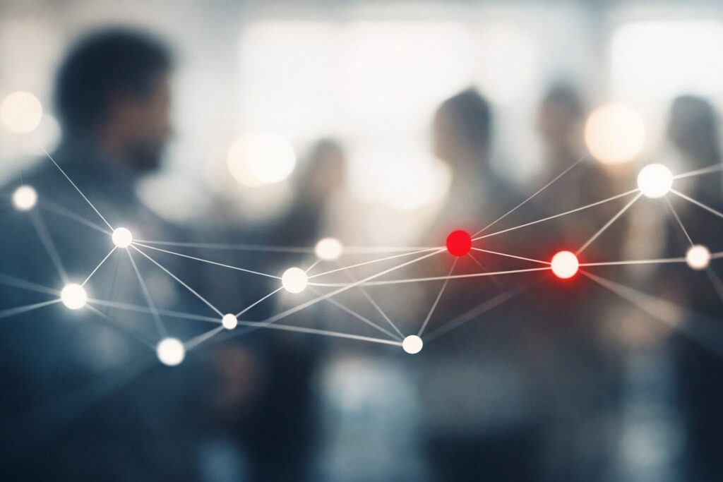 Abstract visual network representing relationships and trust, illustrating what public relations (PR) is and how PR connects organizations with key audiences.